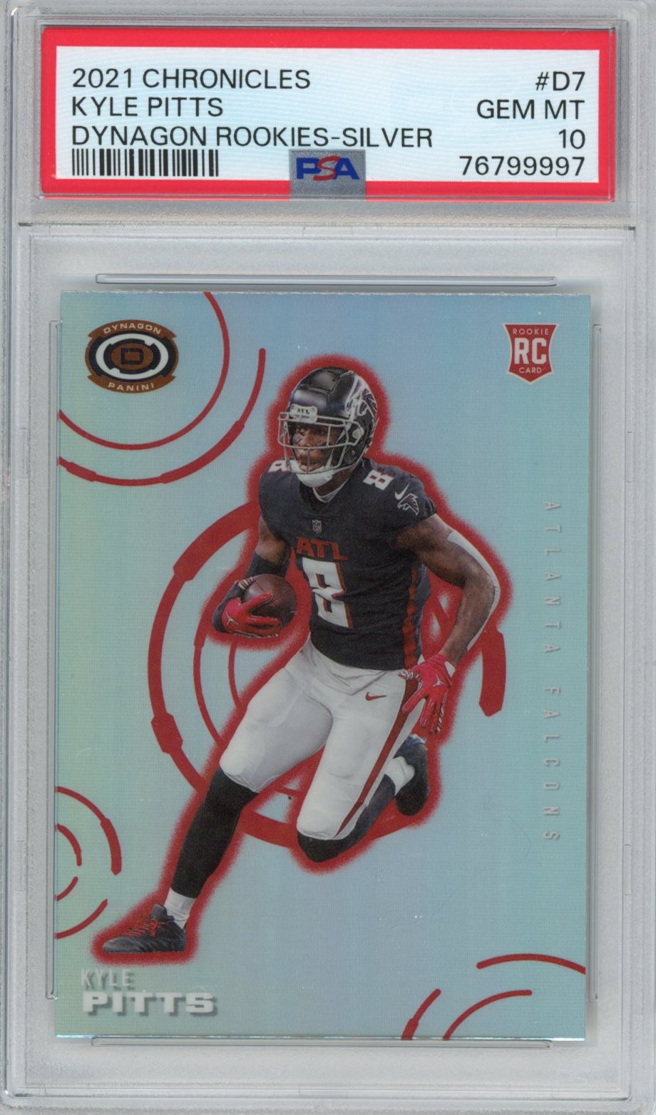Graded 2021 Panini Chronicles Kyle Pitts #D7 Dynagon Silver Prizm Rookie RC Football Card PSA 10 Gem Mint