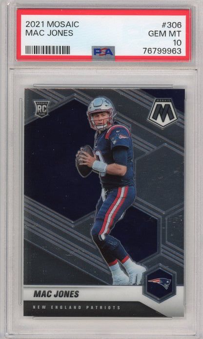 Graded 2021 Panini Mosaic Mac Jones #306 Rookie RC Football Card PSA 10 Gem Mint