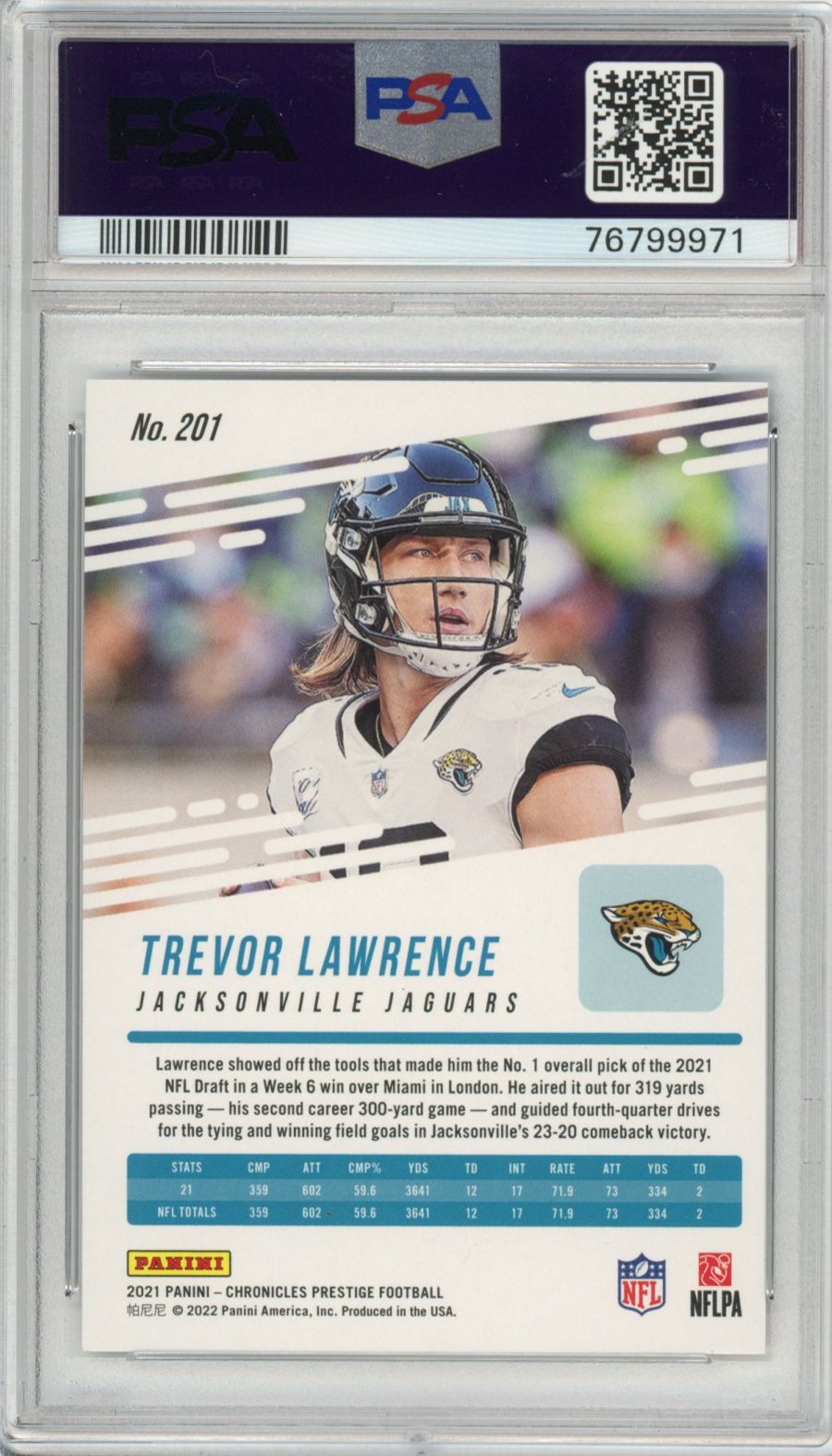Graded 2021 Panini Prestige Trevor Lawrence #201 Rookie RC Football Card PSA 10 Gem Mint