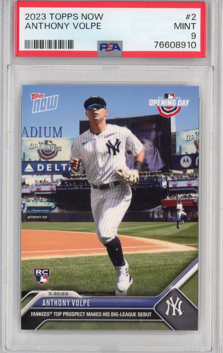 Graded 2022 Topps Now Anthony Volpe #2 Rookie RC Baseball Card PSA 9 Mint