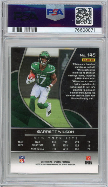 Graded 2022 Panini Spectra Garrett Wilson #145 Rookie RC Football Card PSA 10 Gem Mint