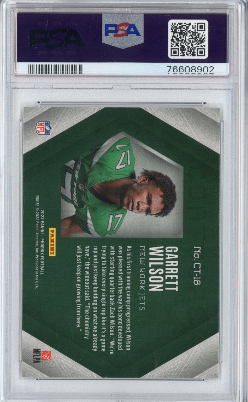 Graded 2022 Panini Phoenix Garrett Wilson #CT18 Contours Rookie RC Football Card PSA 10 Gem Mint