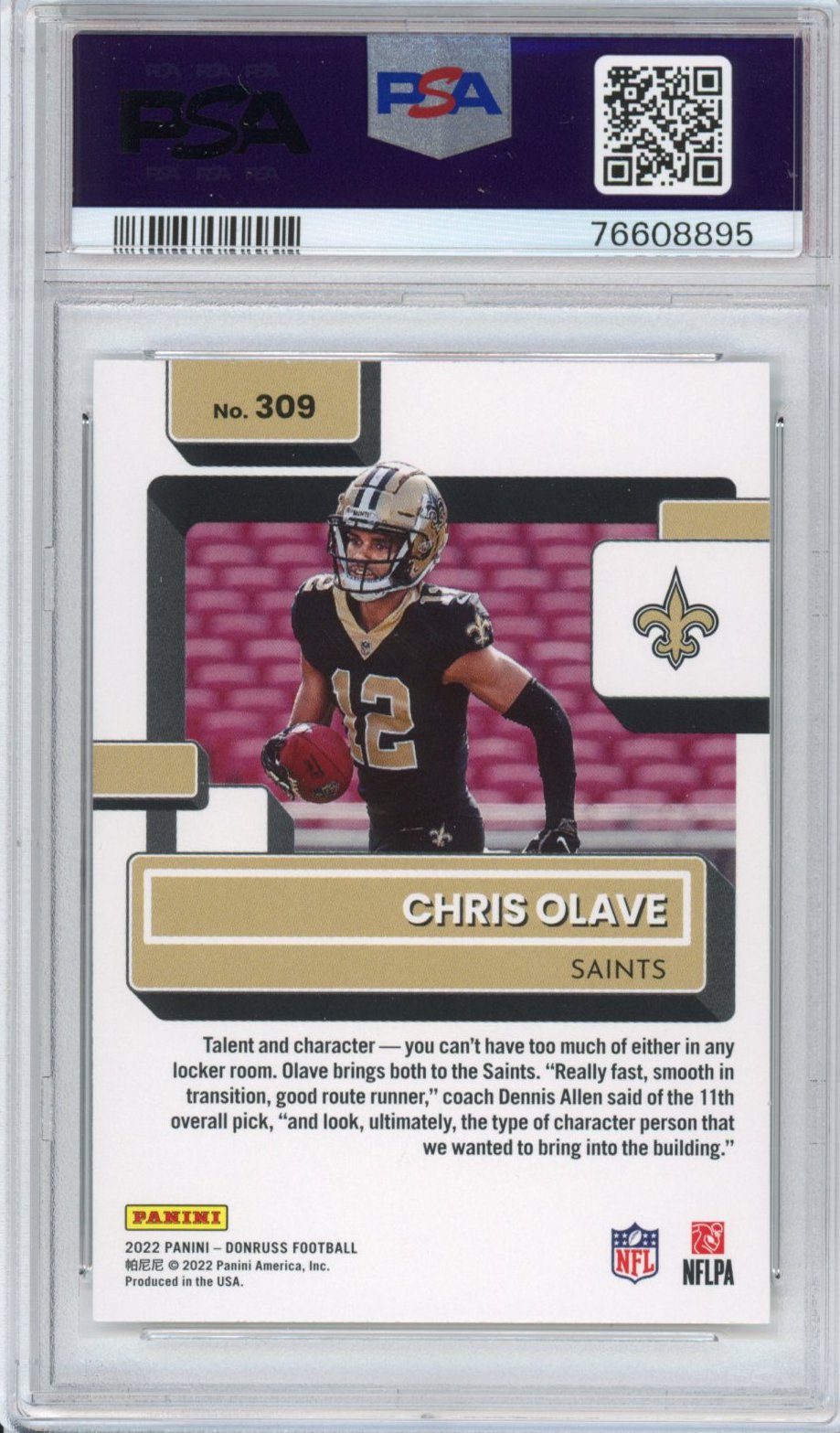 Graded 2022 Panini Donruss Chris Olave #309 Rookie RC Football Card PSA 10 Gem Mint