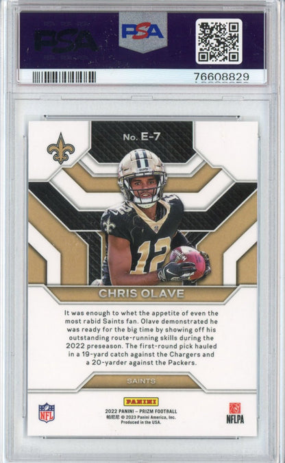 Graded 2022 Panini Prizm Chris Olave #E7 Emergent Rookie RC Football Card PSA 10 Gem Mint