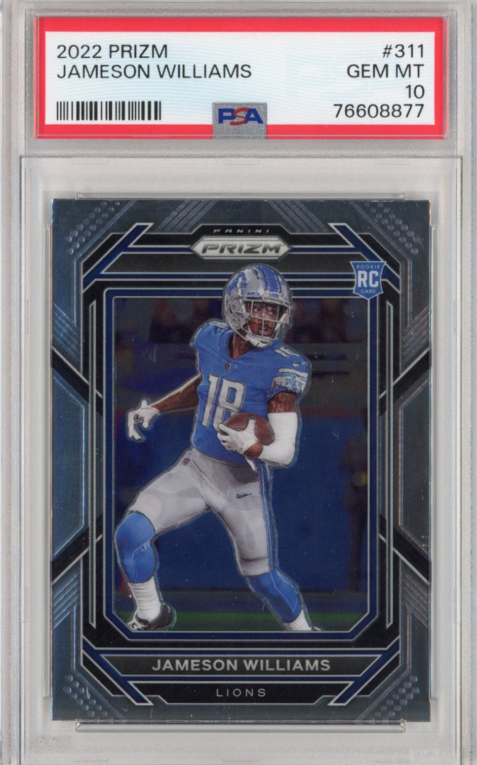 Graded 2022 Panini Prizm Jameson Williams #311 Rookie RC Football Card PSA 10