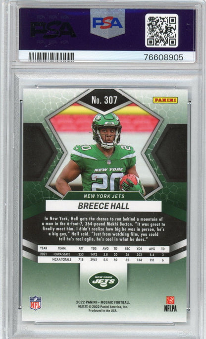 Graded 2022 Panini Mosaic Breece Hall #307 Rookie RC Football Card PSA 10 Gem Mint