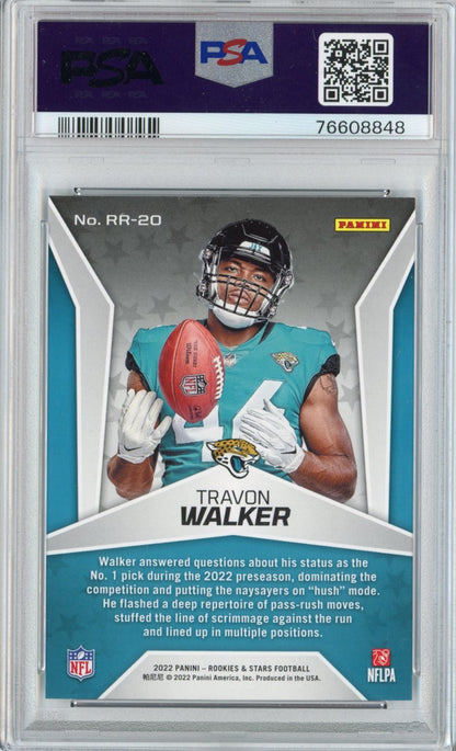 Graded 2022 Panini Rookies & Stars Travon Walker #RR20 Rookie Rush RC Football Card PSA 10 Gem Mint