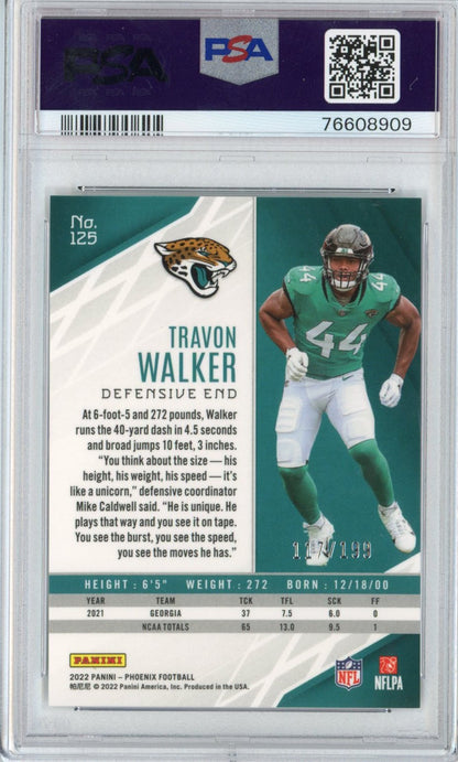 Graded 2022 Panini Phoenix Travon Walker #125 Pink Rookie RC Football Card PSA 10 Gem Mint