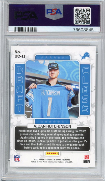 Graded 2022 Panini Rookies & Stars Aidan Hutchinson #DC11 Draft Class Rookie Football Card PSA 10