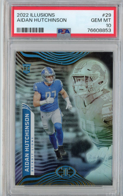 Graded 2022 Panini Illusions Aidan Hutchinson #29 Rookie RC Football Card PSA 10