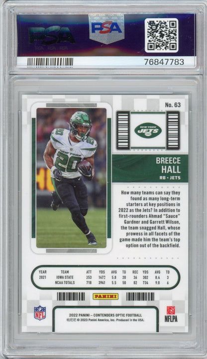 Graded 2022 Panini Contenders Optic Breece Hall #63 Rookie RC Football Card PSA 10 Gem Mint