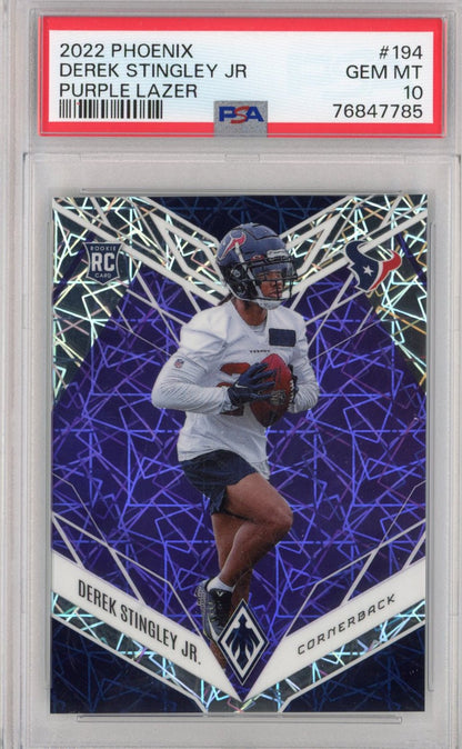 Graded 2022 Panini Phoenix Derek Stingley Jr. #194 Purple Laser #/99 Rookie RC Football Card PSA 10 Gem Mint