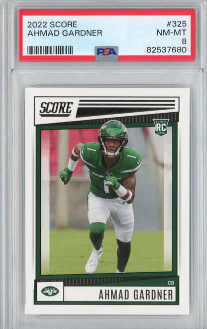 Graded 2022 Panini Score Ahmad Sauce Gardner #325 Rookie RC Football Card PSA 8 Mint