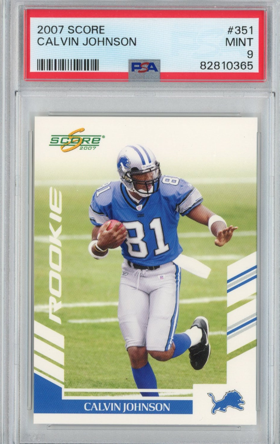 Graded 2007 Panini Score Calvin Johnson #351 Rookie RC Football Card PSA 9 Mint