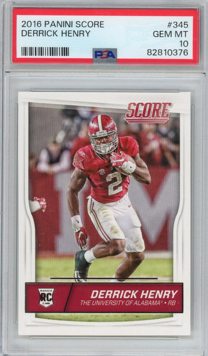 Graded 2016 Panini Score Derrick Henry #345 Rookie RC Football Card PSA 10 Gem Mint
