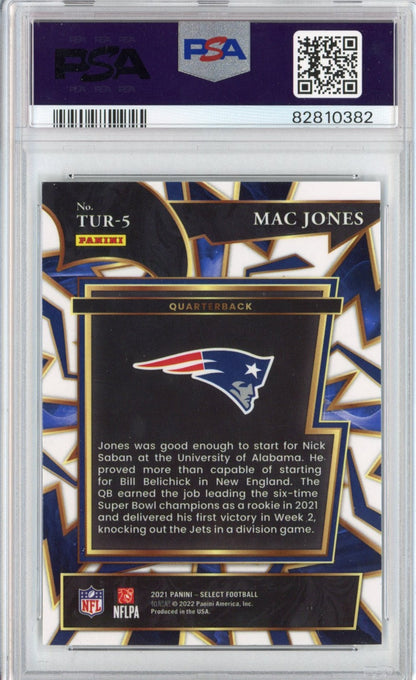 Graded 2021 Panini Select Mac Jones #TUR5 Turbocharged Rookie RC Football Card PSA 10 Gem Mint