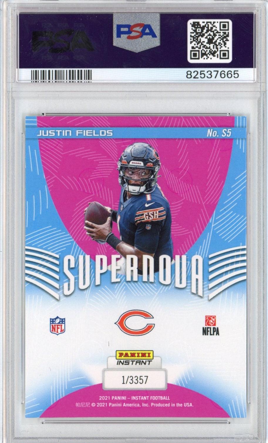 Graded 2021 Panini Instant Justin Fields #S5 Supernova Rookie RC Football Card PSA 10 Gem Mint