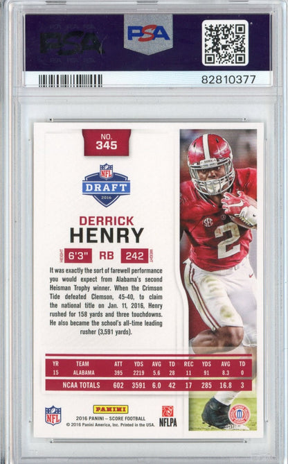 Graded 2016 Panini Score Derrick Henry #345 Rookie RC Football Card PSA 9 Mint