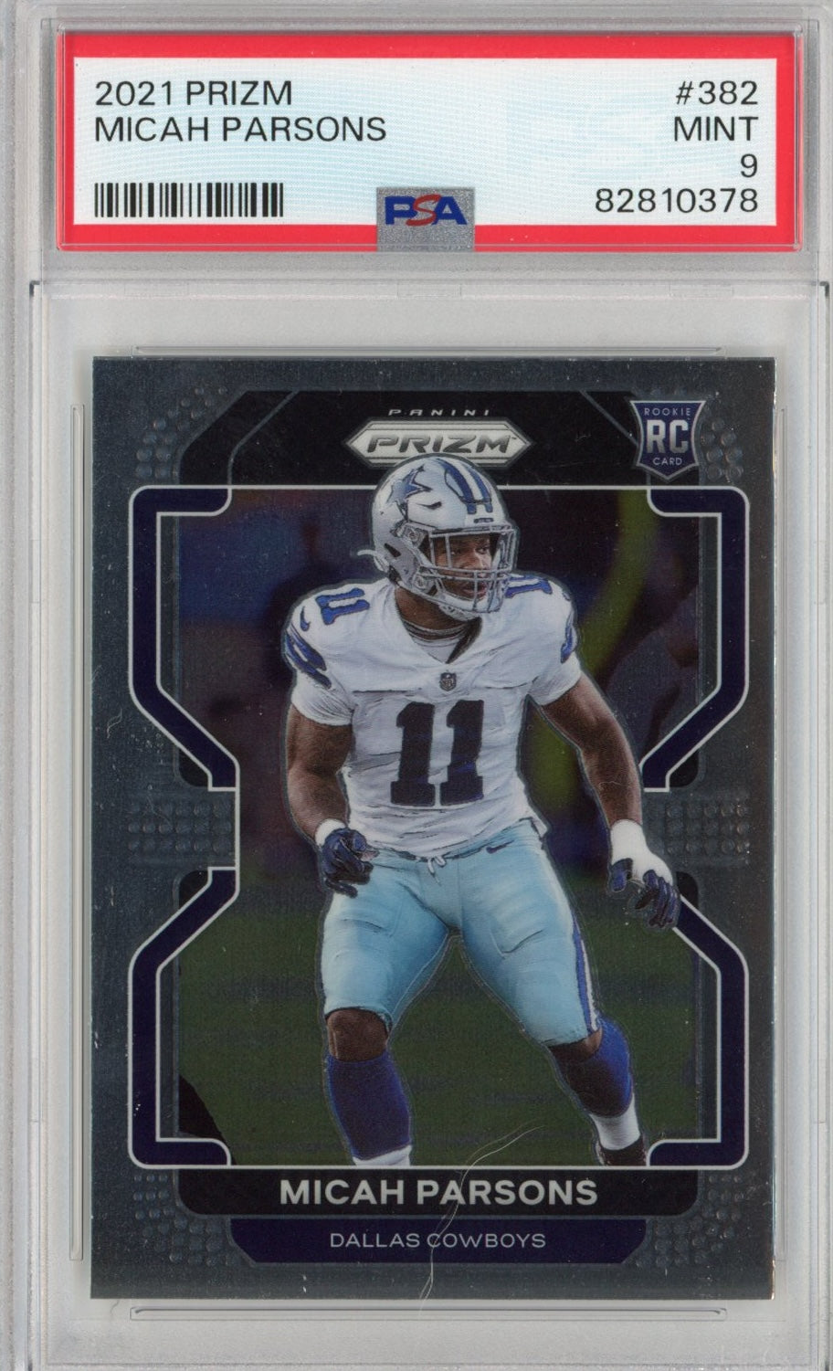 Graded 2021 Panini Prizm Micah Parsons #382 Rookie RC Football Card PSA 9 Mint