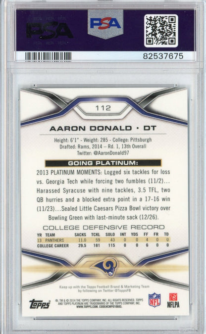 Graded 2014 Topps Platinum Aaron Donald #112 Rookie RC Football Card PSA 8 Mint