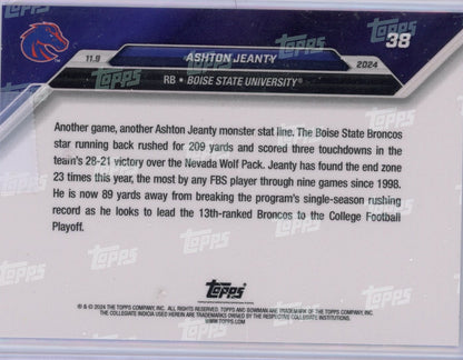 2024 Topps Bowman U Now Ashton Jeanty #38 Blue #/49 Boise State Broncos Rookie RC Football Card