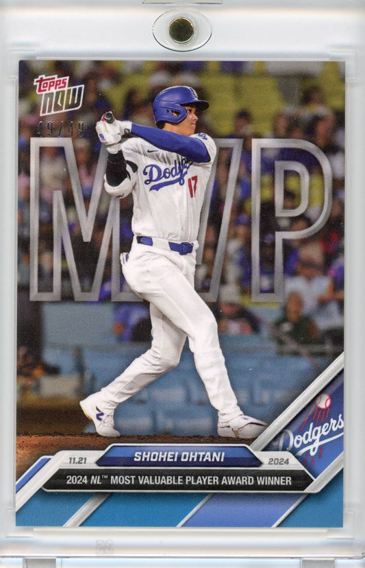 2024 Topps Now Shohei Ohtani #OS-6 Wins NL MVP Blue #/49 Los Angeles Dodgers Baseball Card