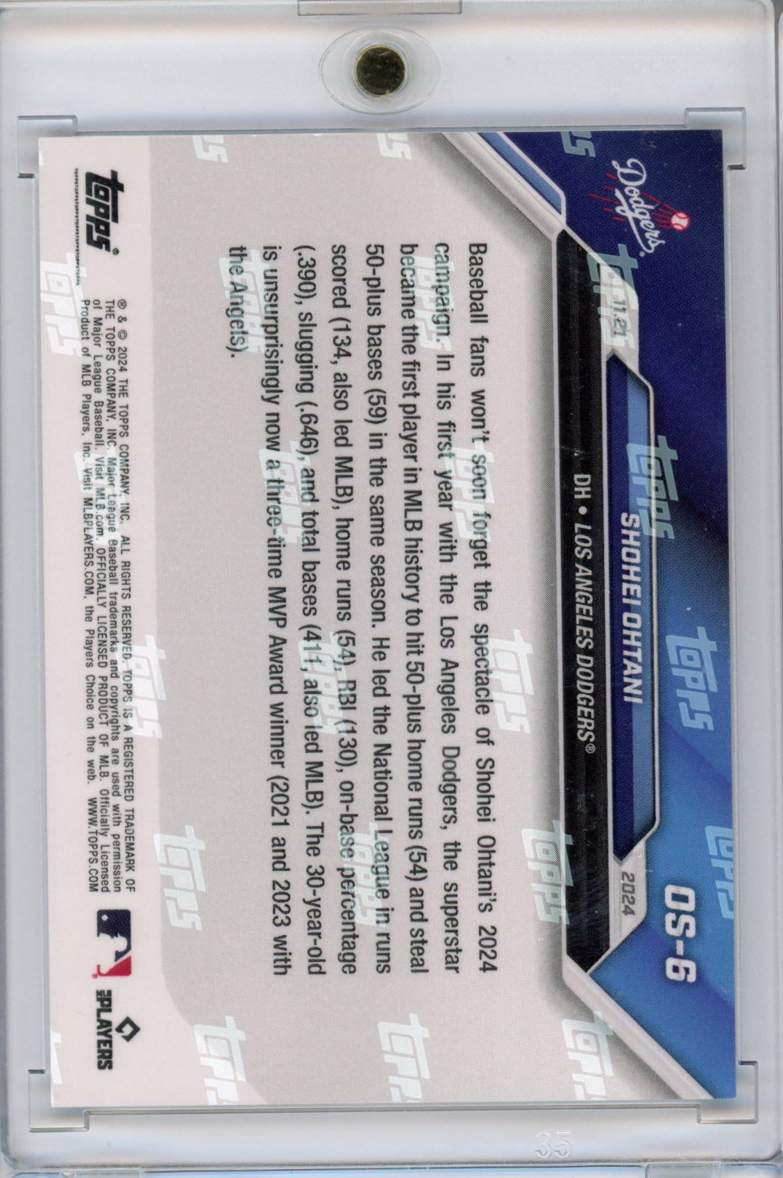 2024 Topps Now Shohei Ohtani #OS-6 Wins NL MVP Blue #/49 Los Angeles Dodgers Baseball Card