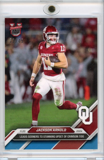 2024 Topps Bowman U Now Jackson Arnold #46 Blue /49 Oklahoma Sooners Rookie RC Football Card