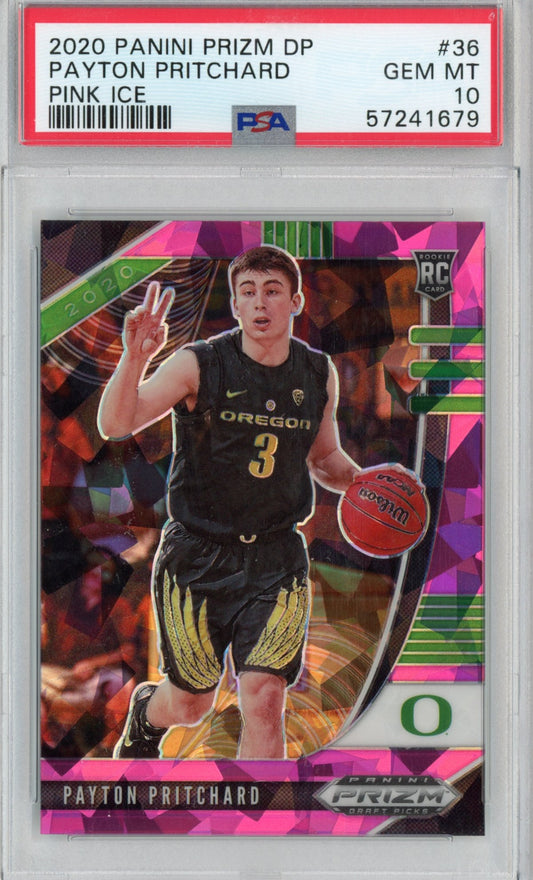 Graded 2020 Panini Prizm Draft Picks Payton Pritchard #36 Pink Ice Rookie RC Basketball Card PSA 10 Gem Mint