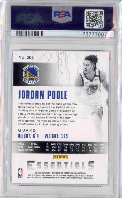 Graded 2019 Panini Chronicles Jordan Poole #202 Pink Rookie RC Basketball Card PSA 10 Gem Mint
