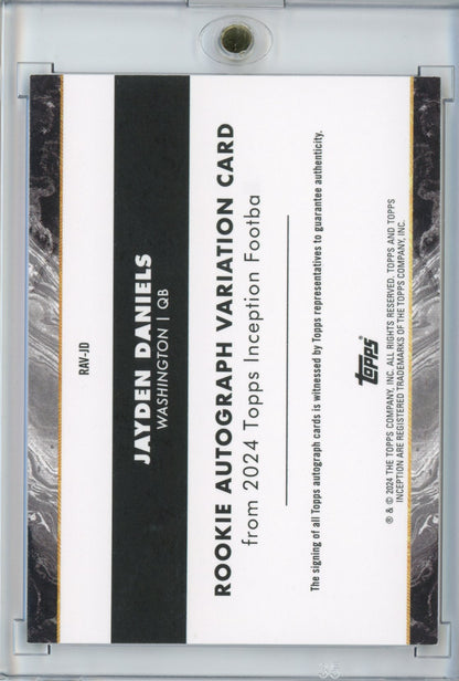 2024 Topps Inception Jayden Daniels #RAV-JD Magenta Autograph /99 Rookie RC Football Card