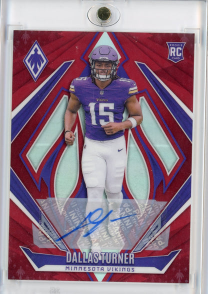 2024 Panini Phoenix Dallas Turner #174 Red Autograph /99 Rookie RC Football Card