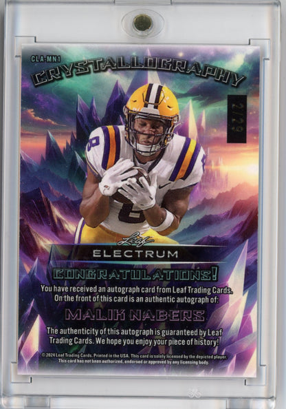 2024 Leaf Electrum Malik Nabers #CLAMN1 Bronze Crystallogoraphy Autograph /29 New York Giants Rookie RC Football Card