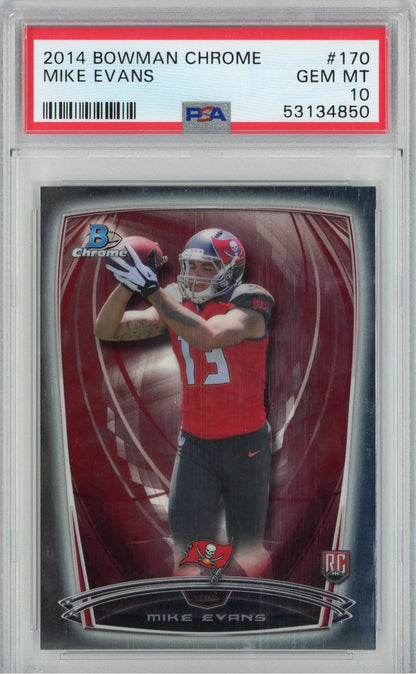 Graded 2014 Bowman Chrome Mike Evans #170 Rookie RC Football Card PSA 10 Gem Mint