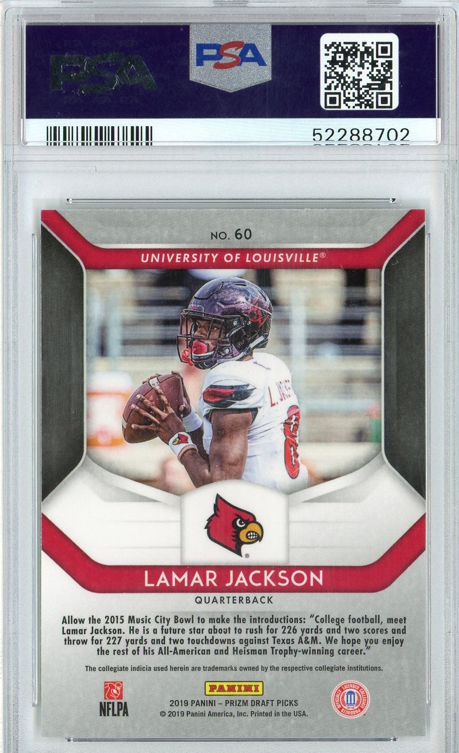 Graded 2019 Panini Prizm DP Lamar Jackson #60 Rookie RC Football Card PSA 10 Gem Mint
