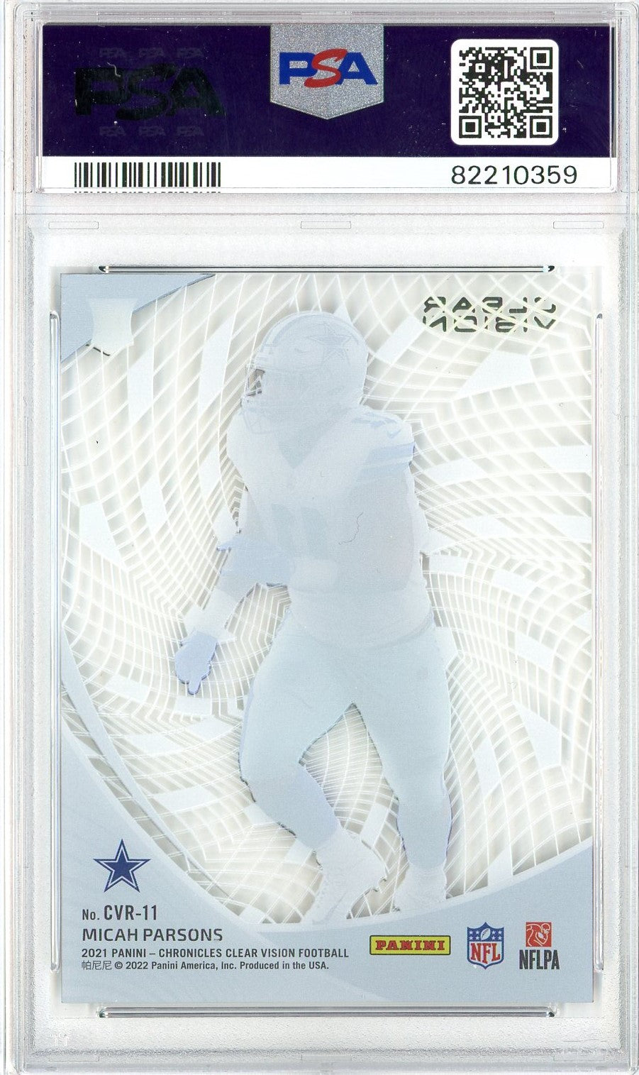 Graded 2021 Chronicles Micah Parsons #CVR11 Clear Vision Rookies RC Football Card PSA 10 Gem Mint