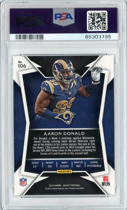 Graded 2014 Panini Select Aaron Donald #106 Rookie RC Football Card PSA 10 Gem Mint