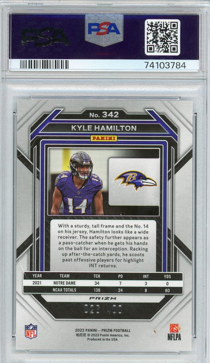 Graded 2022 Przim Kyle Hamilton #342 Pandora Rookie RC Football Card PSA 10 Gem Mint