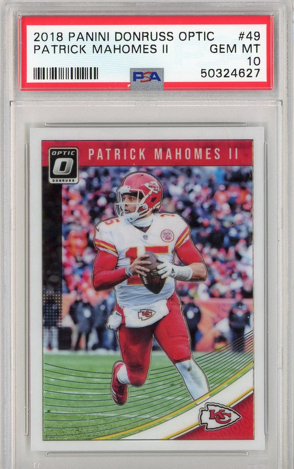 Graded 2018 Panini Donruss Optic Patrick Mahomes II #49 Football Card PSA 10 Gem Mint