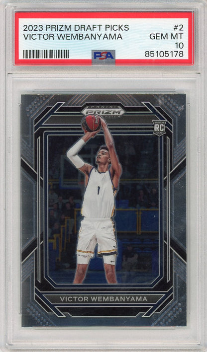 Graded 2023 Panini Prizm Draft Picks Victor Wembanyama #2 Rookie RC Basketball Card PSA 10 Gem Mint