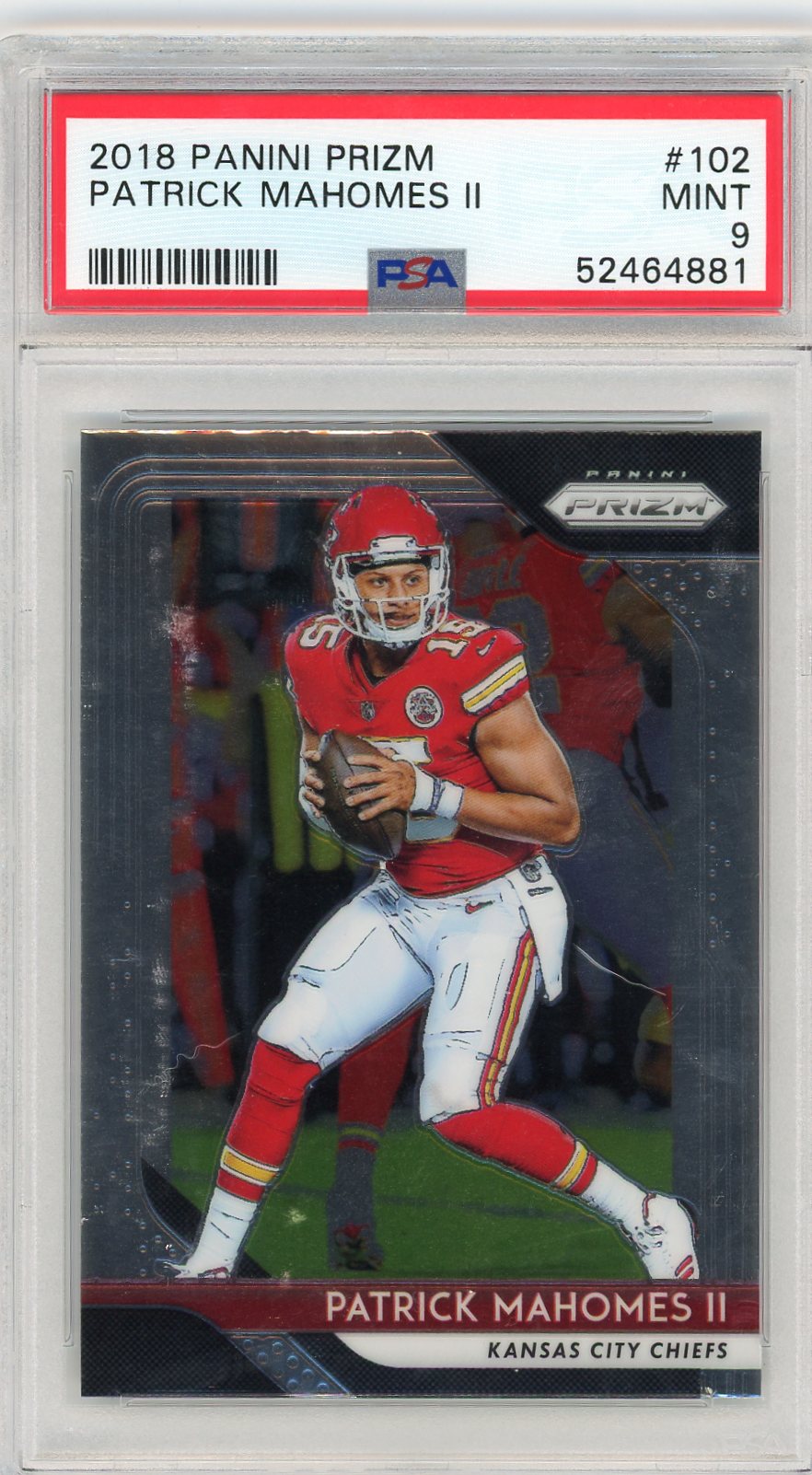 Graded 2018 Panini Prizm Patrick Mahomes II #102 Football Card PSA 9 Mint