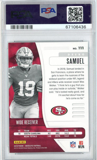 Graded 2019 Panini Absolute Deebo Samuel #111 Rookie RC Football Card PSA 10 Gem Mint