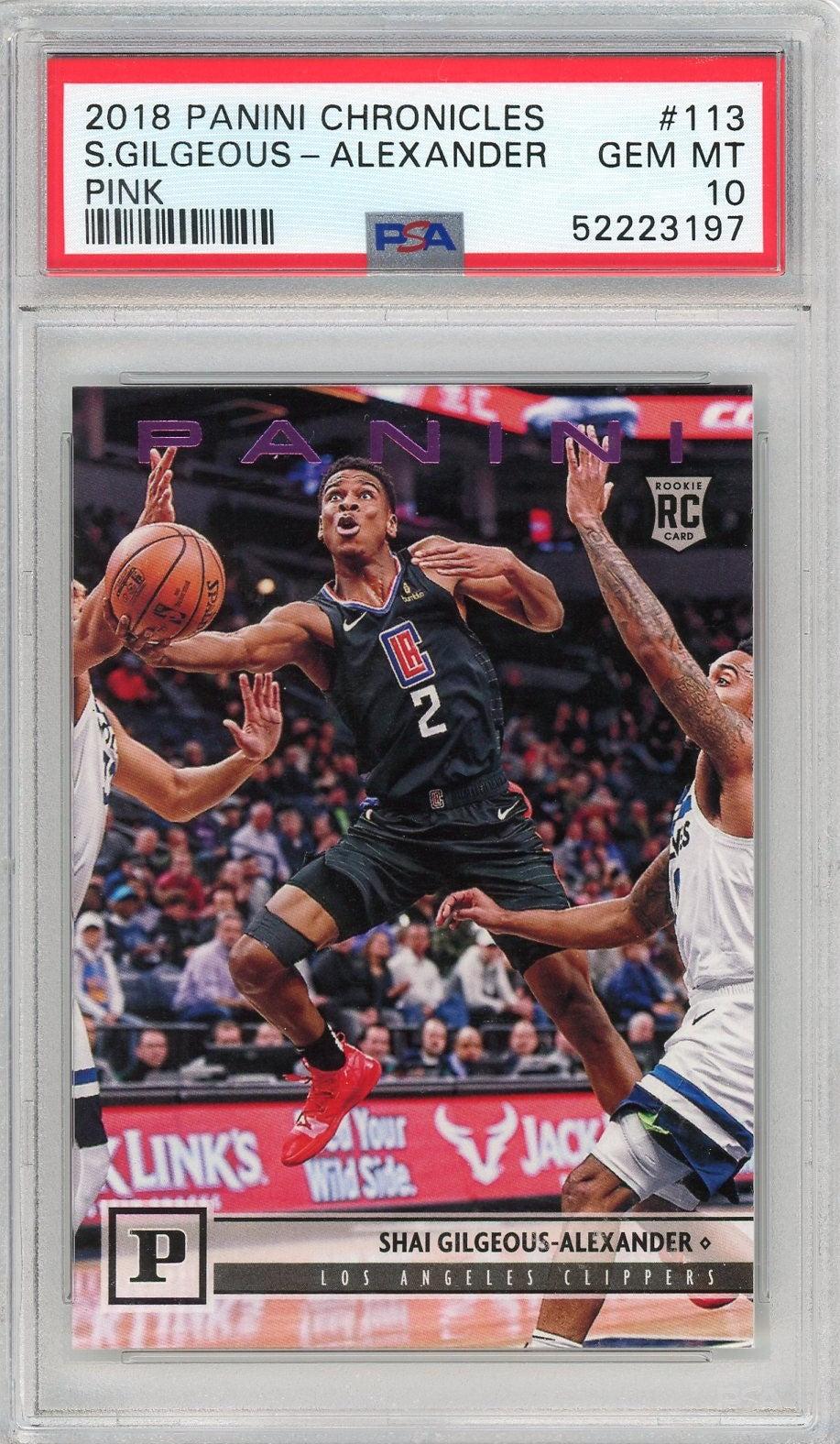 Graded 2018 Panini Chronicles Shai Gilgeous-Alexander #113 Pink Rookie RC Basketball Card PSA 10 Gem Mint