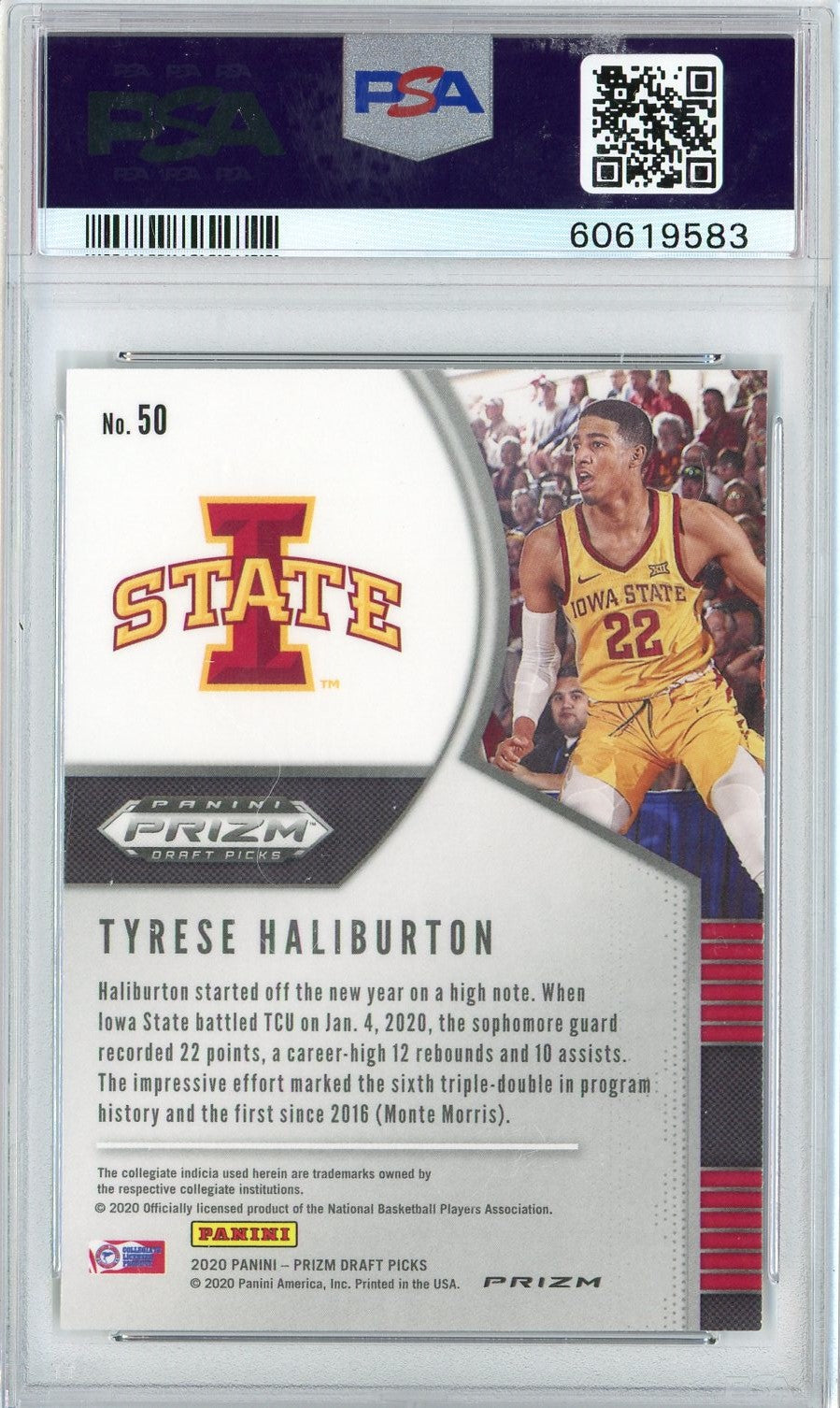 Graded 2020 Panini Prizm DP Tyrese Haliburton #50 Silver Prizm Rookie RC Basketball Card PSA 10 Gem Mint
