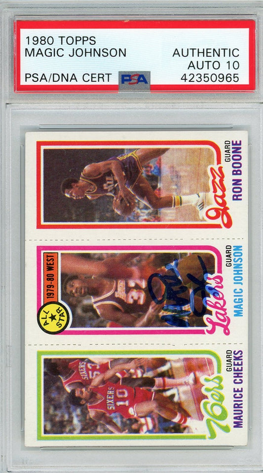 Graded 1980 Topps Magic Johnson Long Boone Rookie RC Basketball Card PSA 10 Auto Grade Gem Mint