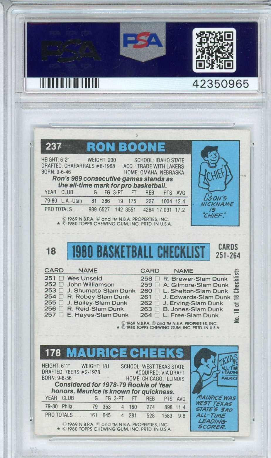 Graded 1980 Topps Magic Johnson Cheeks Boone Rookie RC Basketball Card PSA 10 Auto Grade Gem Mint