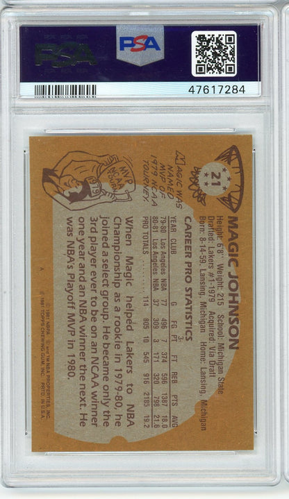 Graded 1981 Topps Magic Johnson #21 2nd Year Basketball Card PSA 4 VG-EX