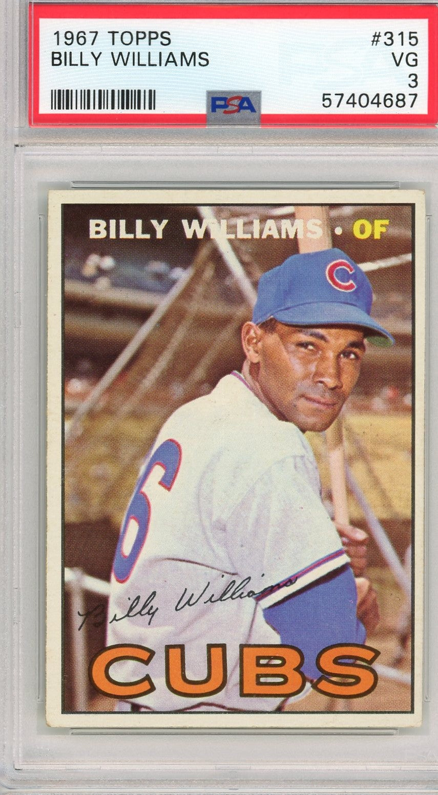Graded 1967 Topps Billy Williams #315 Baseball Card PSA 3 Very Good