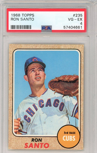 Graded 1968 Topps Ron Santo #235 Baseball Card PSA 4 VG-EX