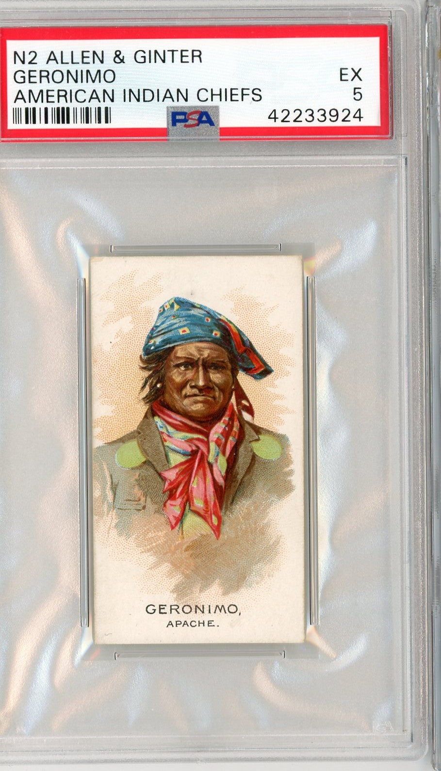 Graded 1888 Allen & Ginter American Indian Chiefs N2 Geronimo Baseball Tobacco Card PSA 5 Excellent